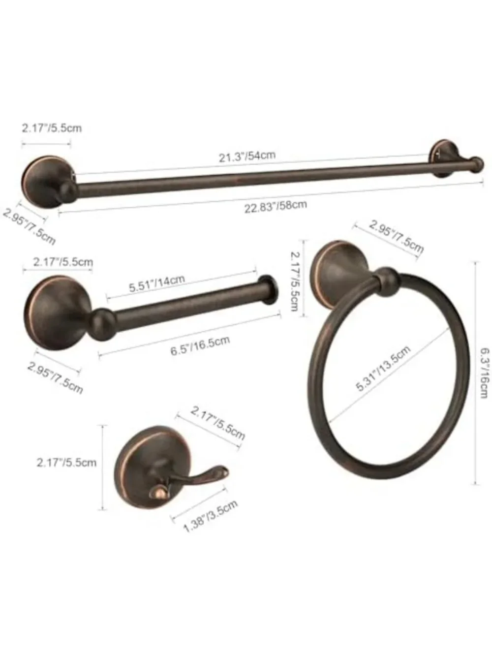 Elegant 4-Piece Bathroom Hardware Set in Oil Rubbed Bronze - Classic Accessories